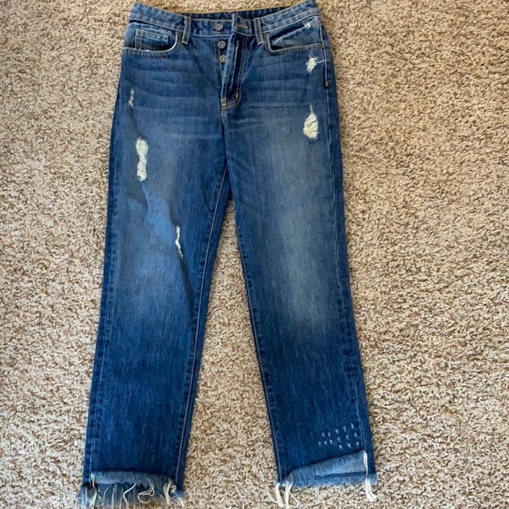 Straight leg cropped distressed Carmar jeans